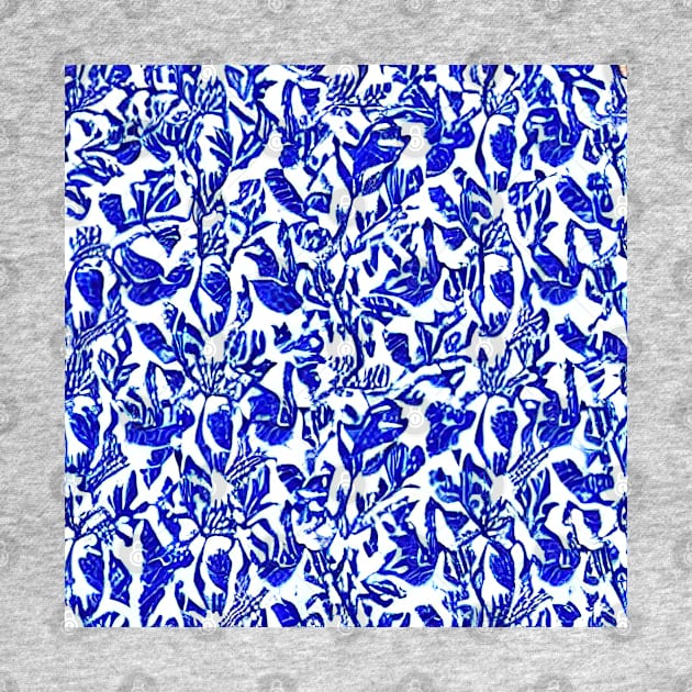 Blue and Navy Floral brush strokes pattern background by Alekxemko